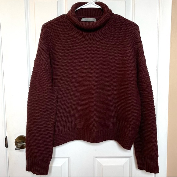 VINCE Women’s Cashmere & Wool Cowl Neck Sweater in Cordovan - Picture 6 of 11